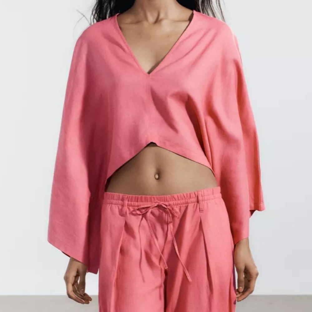 BNWT ZARA LINEN PINK TOP